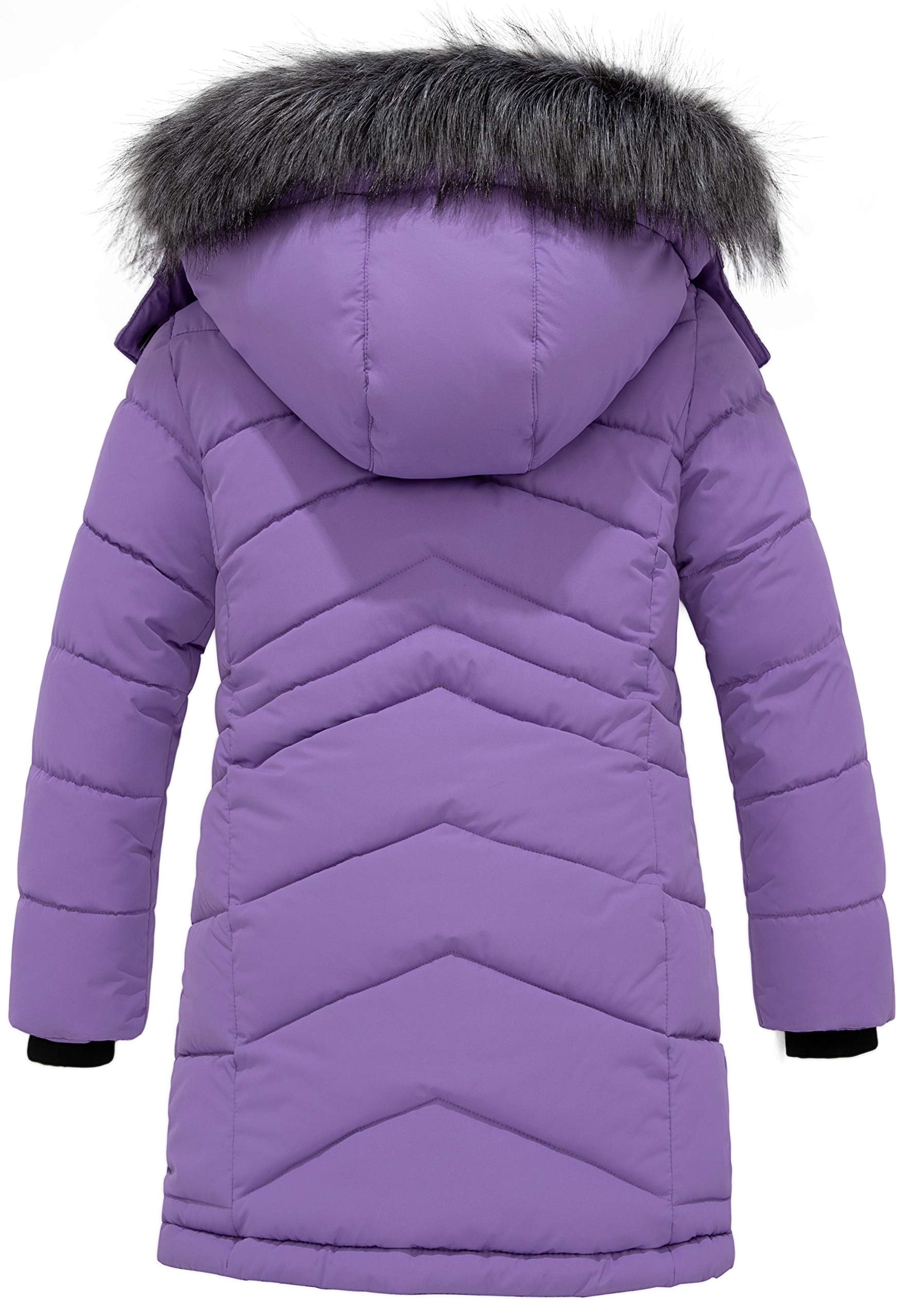 ZSHOW Mädchen Winterjacke mit Fleece Warm Baumwolle Lange Parka | Wasserdicht, Winddicht, Atmungsaktiv,Fleecefutter, Abnehmbare Kapuze, Reißverschlussjacke,Wintermantel,Alltag & Outdoor