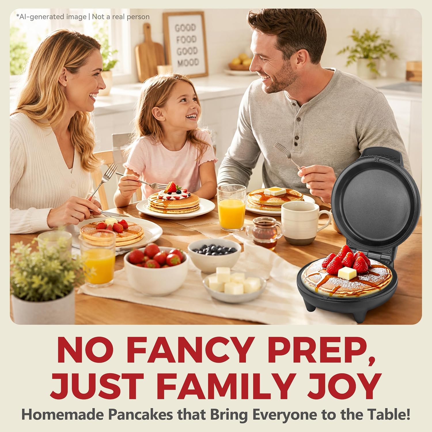 AshGlen Fluffy Mini Pancake Maker Machine, Mini Pancake Pan Ceramic Coating