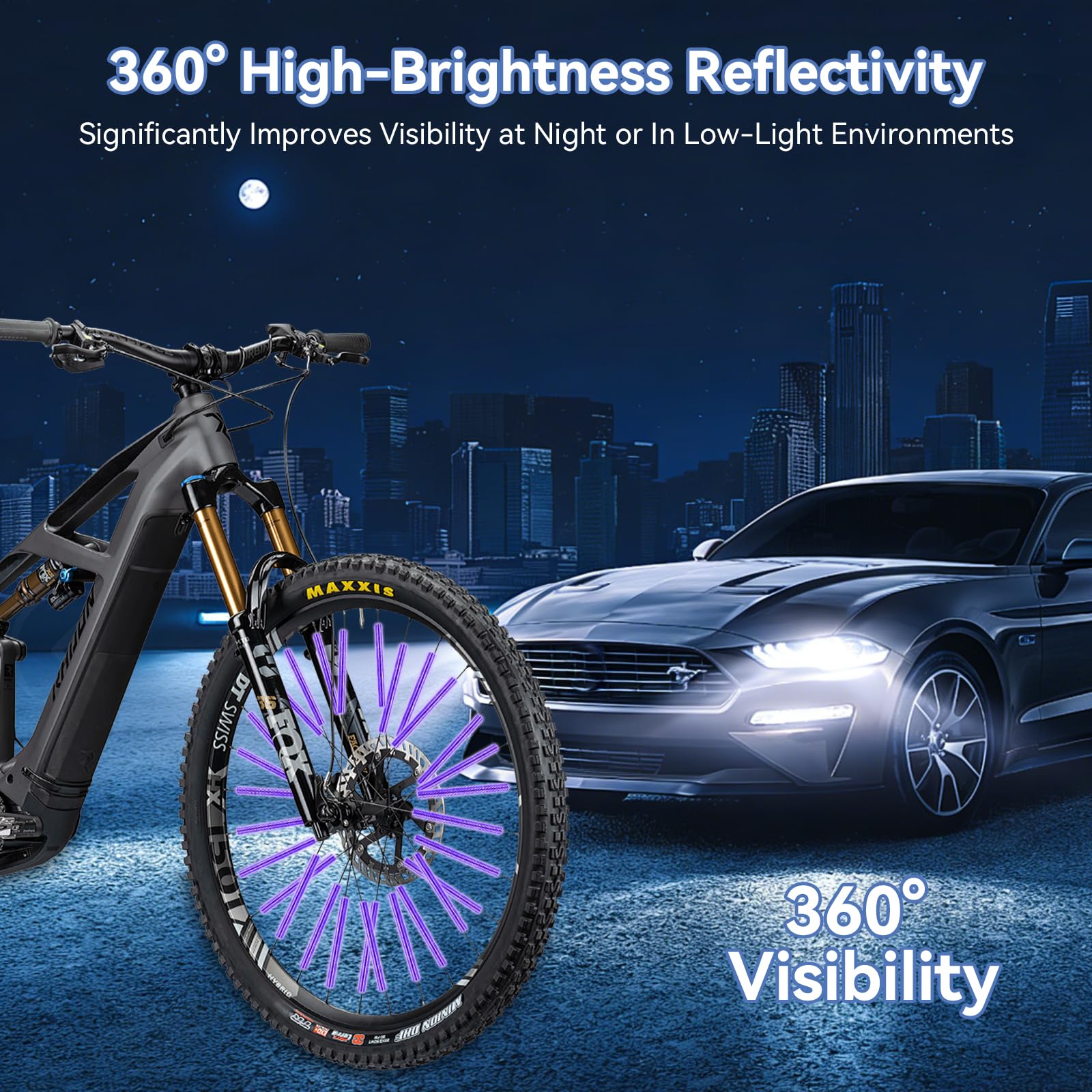72 Stück Speichenreflektoren Fahrrad, 6 Farben, 360° Sichtbarkeit 75 mm wasserdichte Reflektoren Fahrrad, Einfach zu Montieren, Geeignet für Nachtfahrten und Alle Arten von Fahrrädern