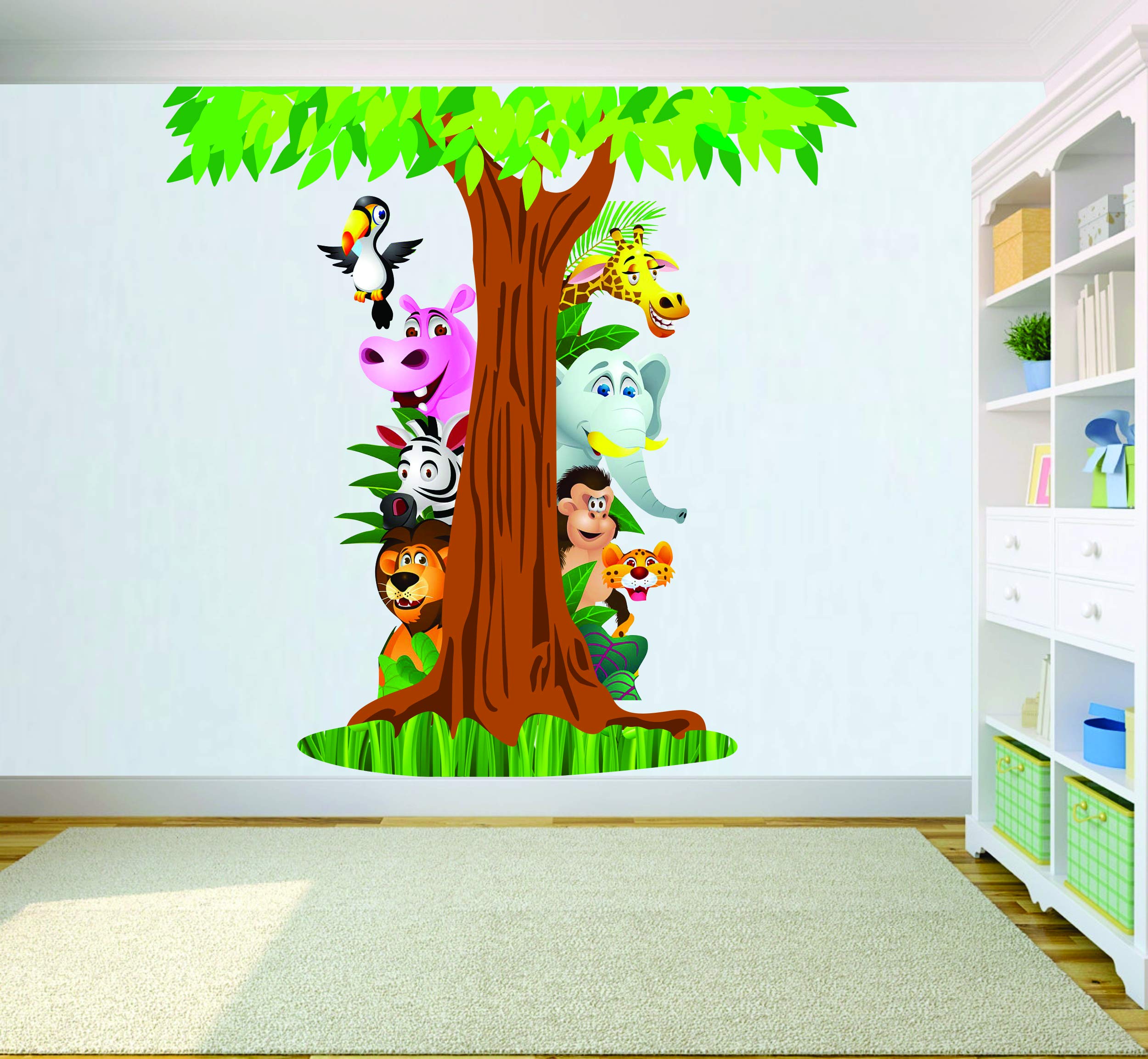 Decor Villa™ PVC Vinyl Animal with Tree 3D Wall Sticker JUST Peel & Stick New Modern Art & Trendy Wall Stickers for Home Decoration, Living Room,Office Bedroom etc Size- 58 CM X 53 CM, Multicolor (B08CSPG9VM) Amazon Price History, Amazon Price Tracker