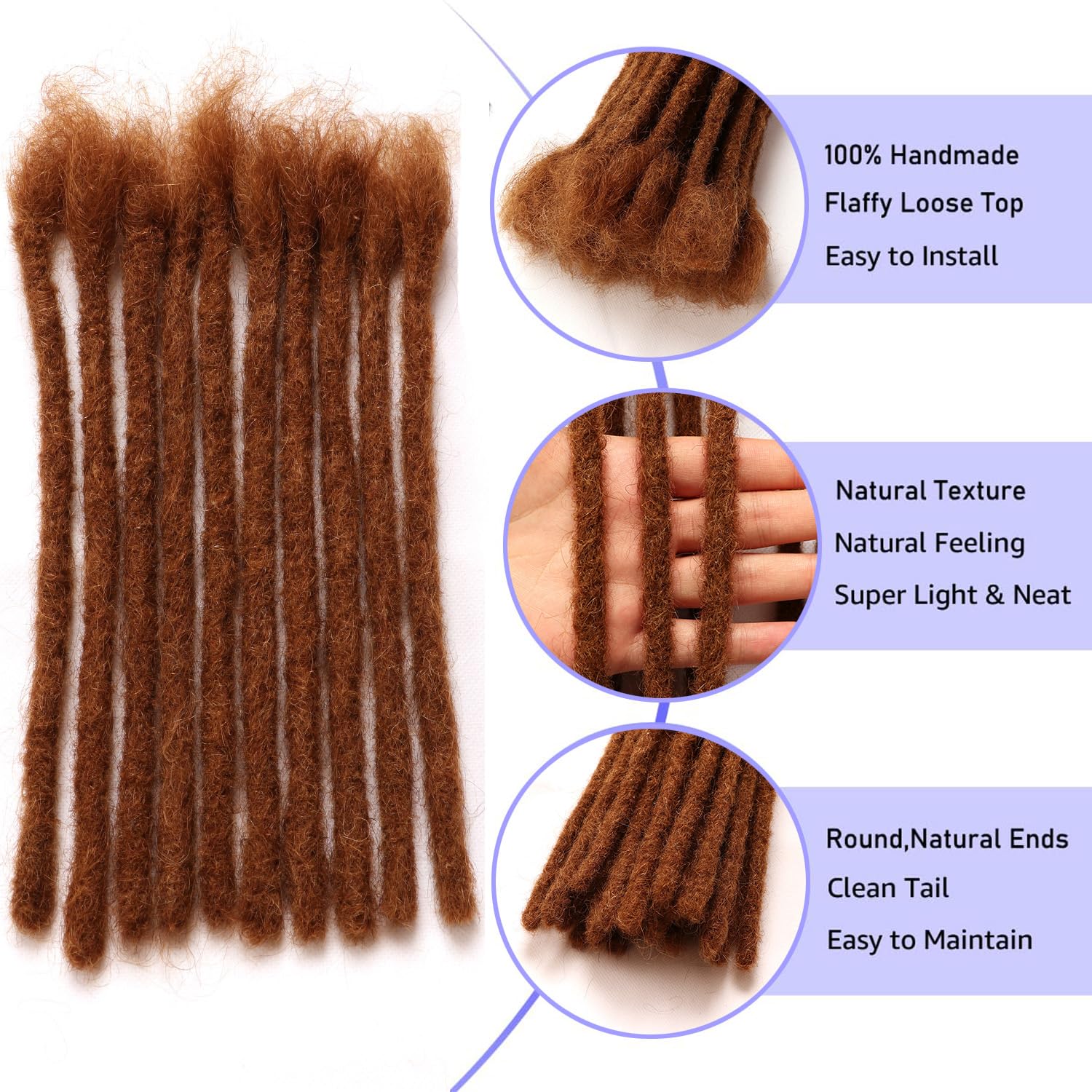 Dreadlock Extensions Human Hair Extensions for Braiding 0.8cm Afro Kinkyhair for Braiding Black Hair Extensions Dreadlocks Extensions (#30-0.8cm - Image 3