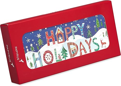 Miniatura 7 de Papyrus Tarjetas navideñas en caja con sobres, temporada festiva, escena nevada (16 unidades)