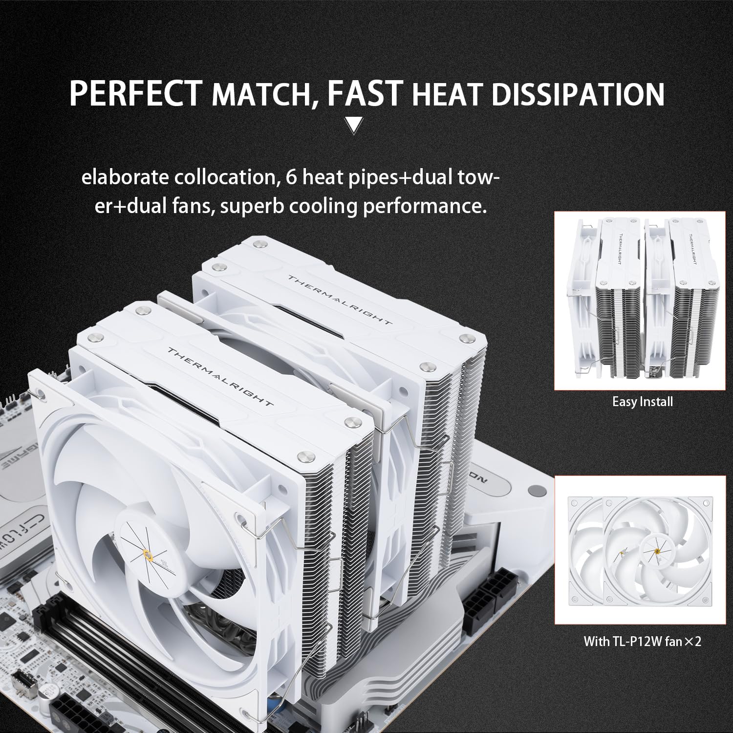 Thermalright Peerless Assassin 120 White V3 CPU Air Cooler, High-Performance Heat Pipes, Dual Towers Cooling, with Dual PWM Fans,Desktop Cooler for Intel LGA 1700/1851/115X/2011,AMD Ryzen AM4/AM5