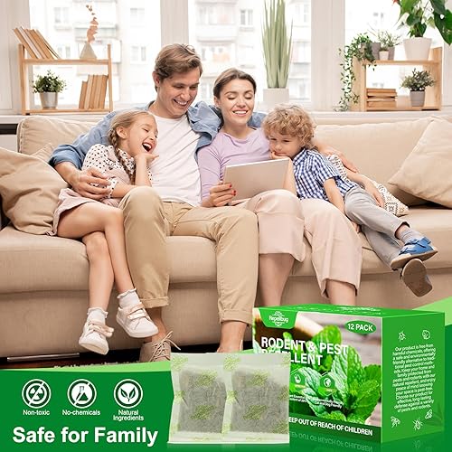 Miniatura 4 de Bolsas de control de plagas, paquete de 12 unidades de aceite de menta para ratones, roedores, ratas, ardillas, repelente de plagas para uso en