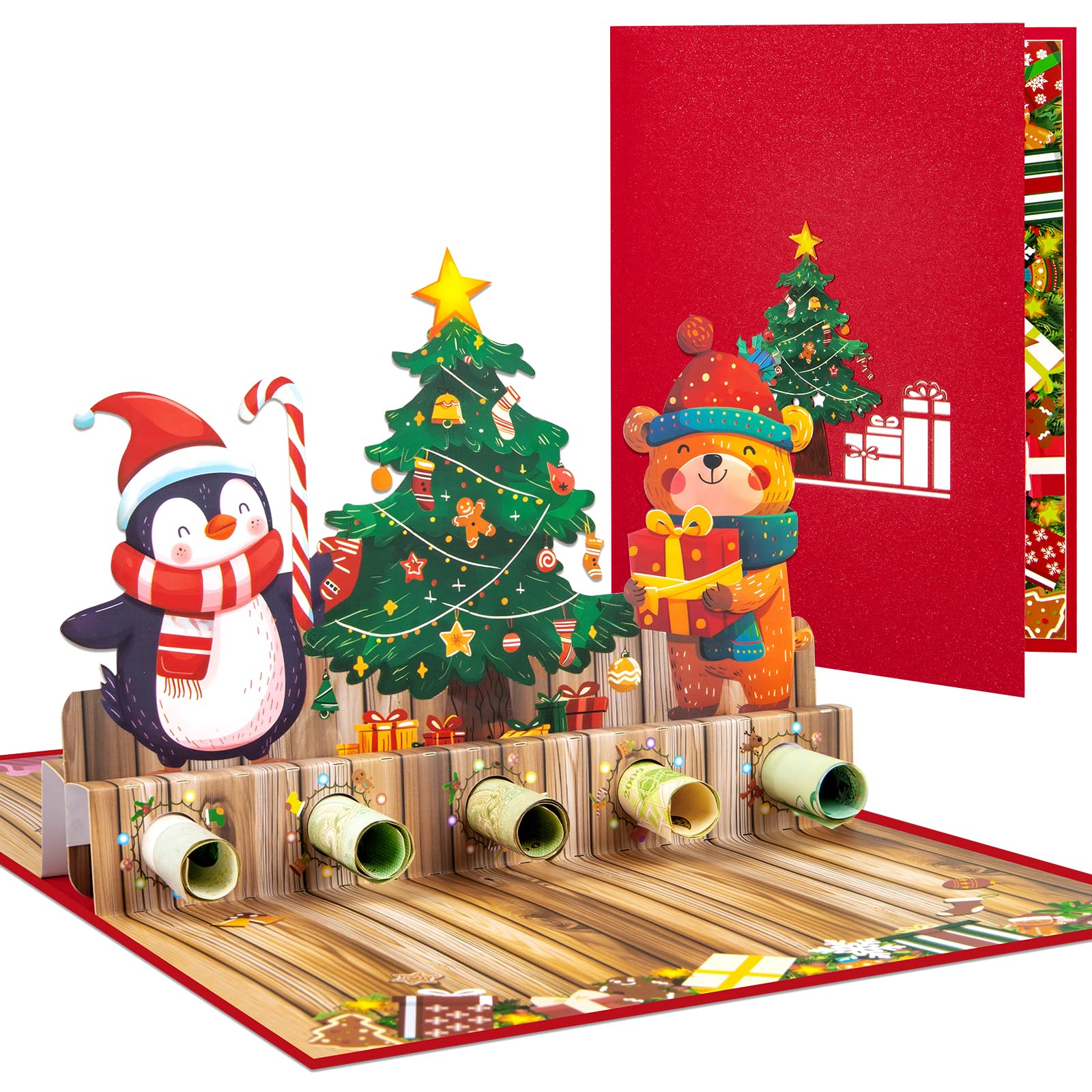 Money Holders for Cash Christmas Trees Pop Up Greeting Cards with Blank Note & Envelope, celebration gift for Friendship, Love, Anniversary, Special Moments, Birthday, Holiday