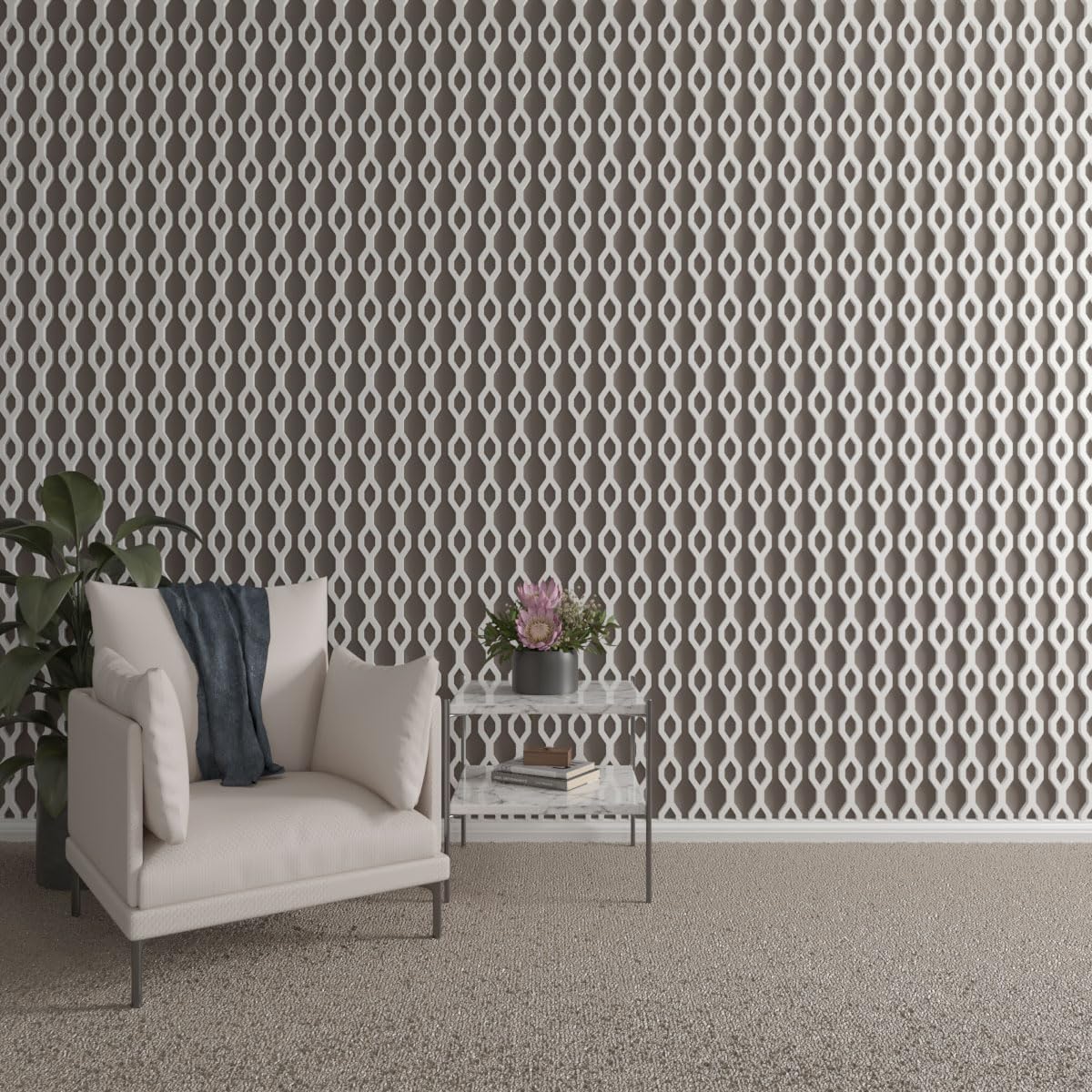 Ekena Millwork 47"H x 3/4"T Wabash PVC Adjustable Decorative Slat Wall Panel Kit, Unfinished (contains 23 Slats + 1 Straight Edge Starter Slat)