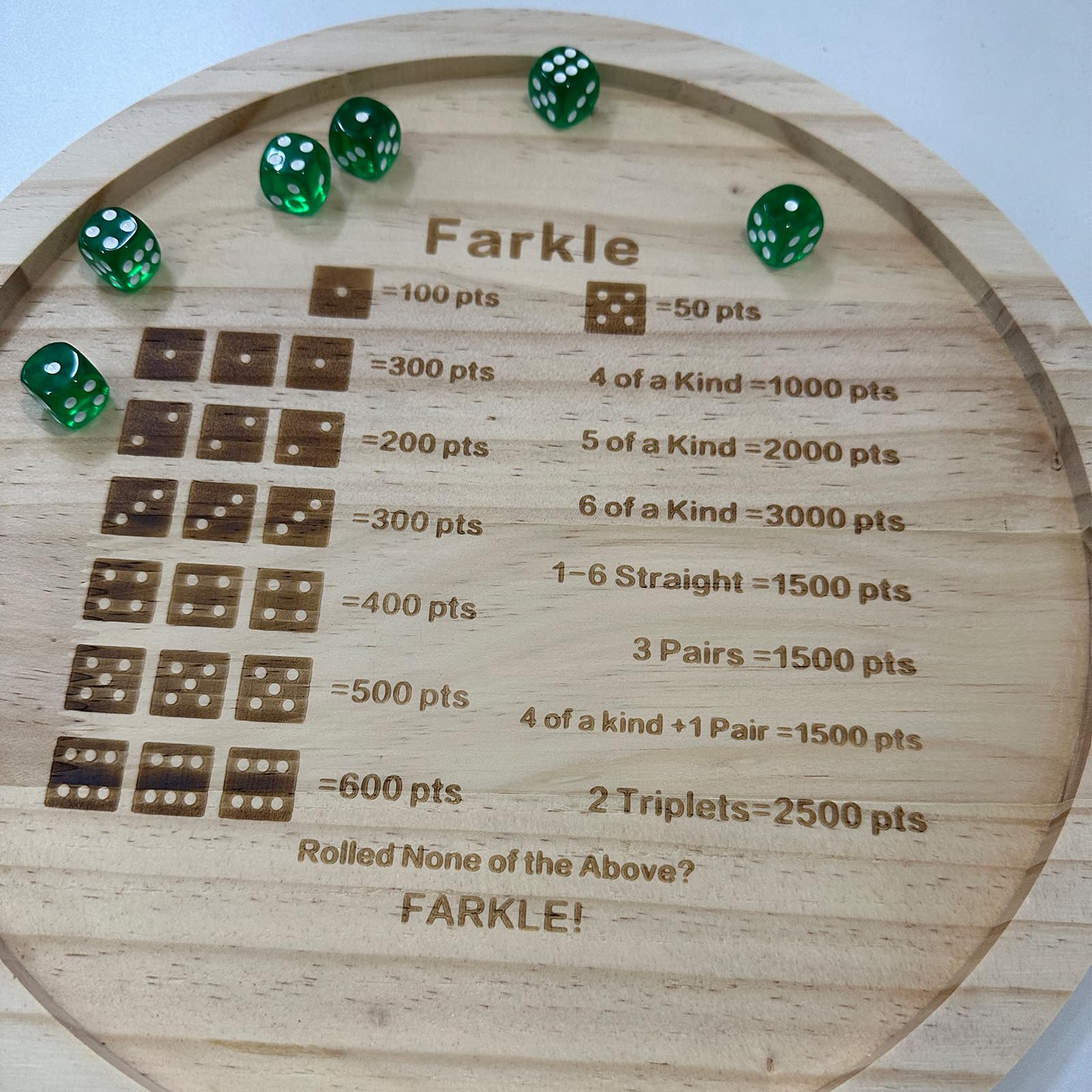 Würfeltablett aus Holz for Farkle Classic Würfelspiel, Farkle Würfeltablett, Würfeltablett Fun Spots Würfelspiel for Würfelbrettspiele, Würfeltablett for Rollen for das Familienparty-Reisespiel / 181