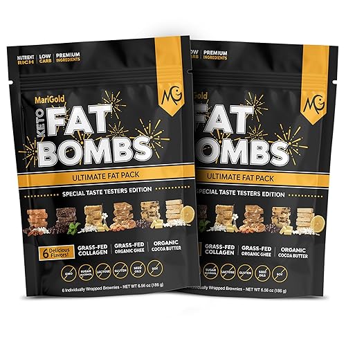 Vista 5 de MariGold Keto Fat Bombs Snacks - Chips de chocolate con menta, bajo en carbohidratos, rico en colágeno, mantequilla de cacao orgánica, chocolate