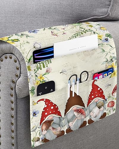 Miniatura 3 de Organizador de reposabrazos para sofá, organizador de mesita de noche, soporte antideslizante para control remoto, gnomos, flores silvestres,