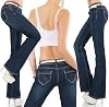Womens Stretch Denim Boot Cut Hipster Jeans Blue Faded 6 8 10 12 14 16