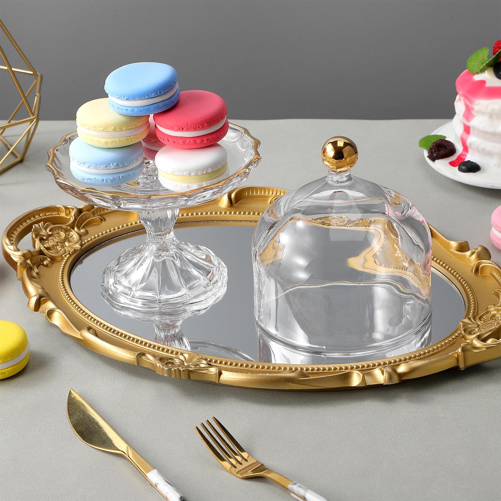 TOPBATHY Plat à Gâteau en Verre avec Couvercle, pour Desserts et Fruits