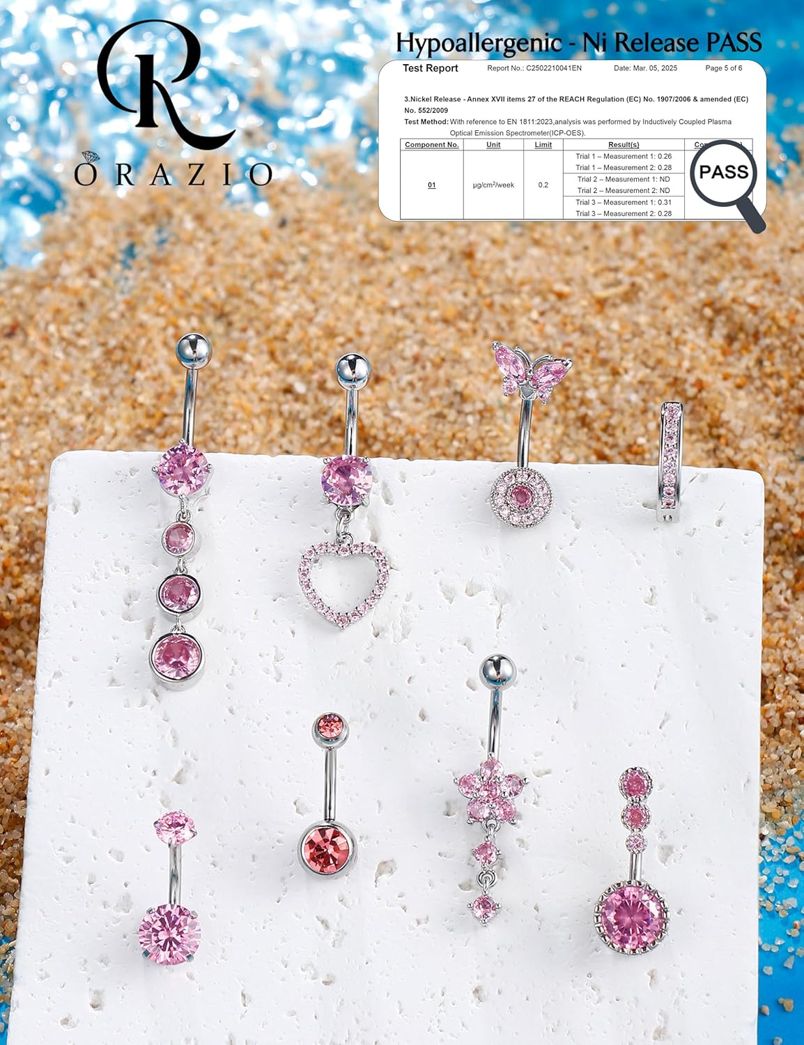 ORAZIO Gold Belly Button Ring Dangle Hypoallergenic Surgical Stainless Steel Belly Rings for Women 14G Belly Button Piercing Cute Navel Ring Belly Piercing Jewelry - Image 6