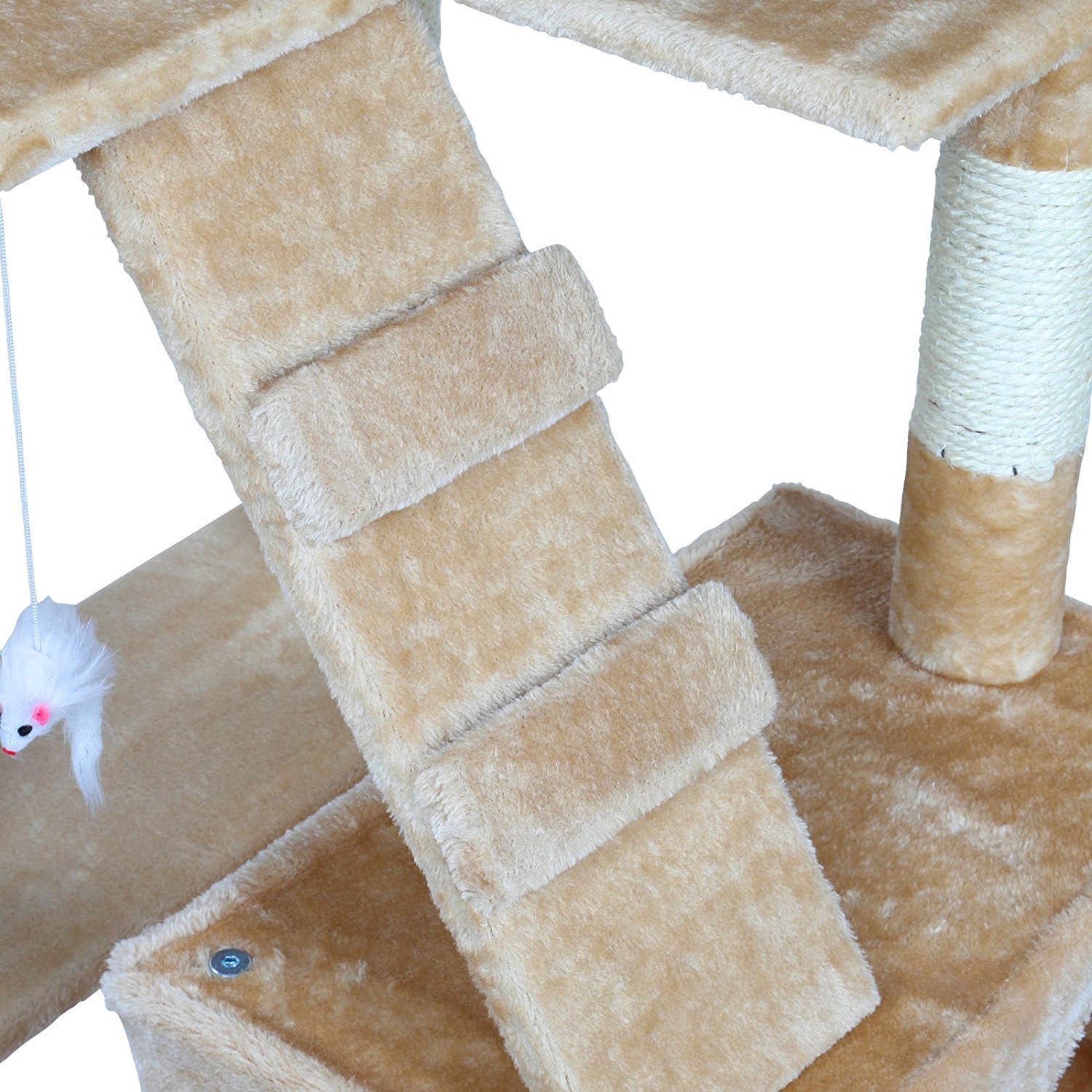 Albero per Gatto con Graffiatoio Cuccia Giocattolo Gatti Parco Giochi Tiragraffi in Sisal Naturale 170 x 49 x 49 cm (Colore Beige Conan 30055)