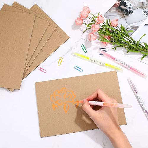 Miniatura 5 de Paquete de 50 hojas de cartón corrugado marrón, hojas planas de cartón, insertos de cartón, separadores de cartón plano para proyectos de arte,