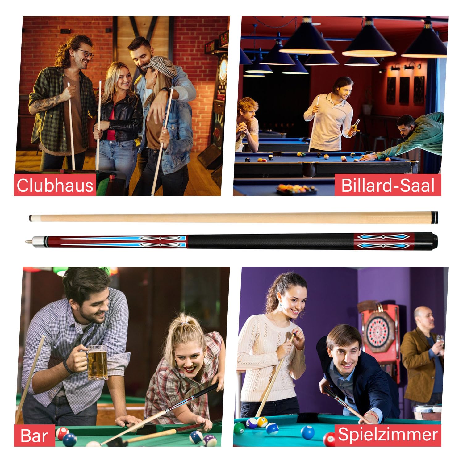 Billard Queue Satz 2 Pool Queues, Pool 58" Queue Stöcke,Billardqueue Pool Cues für Billard Enthusiasten