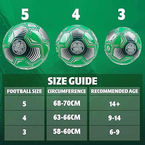 Miniatura 6 de Celtic F.C. Balón de fútbol para adultos, adolescentes y niños, entrenamiento, talla 3, 4 o 5, mercancía celta (logotipo verde, talla 3)