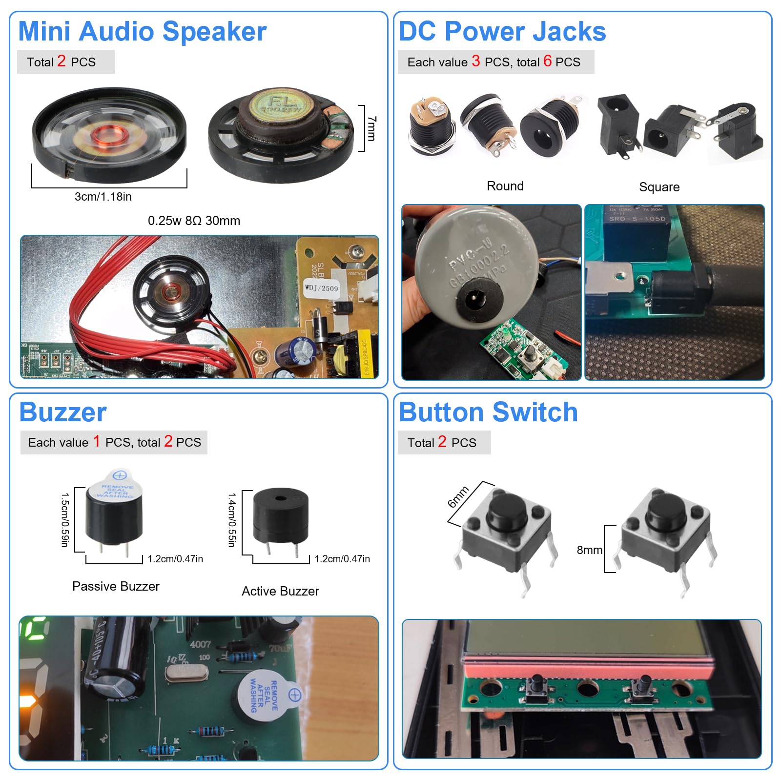 Assortimento di 1780 componenti elettronici con resistenza a strato metallico, condensatore, diodi, diodi luminosi LED, kit potenziometro, transistor, circuito stampato, Summer, Triode