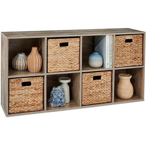 Best Choice Products 8-Cube 11in Storage Shelf Cubby Organizer Bookcase System for Nursery, Kids Room, Living Room, Kitchen, Closet w/Removable Back Panels – Greige