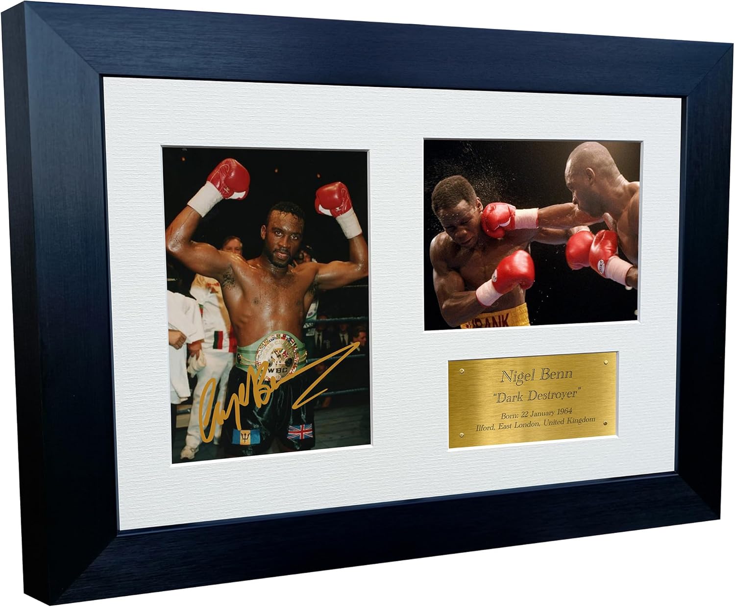 Kitbags & Lockers 12x8 A4 Signed Nigel Benn Dark Destroyer Boxing