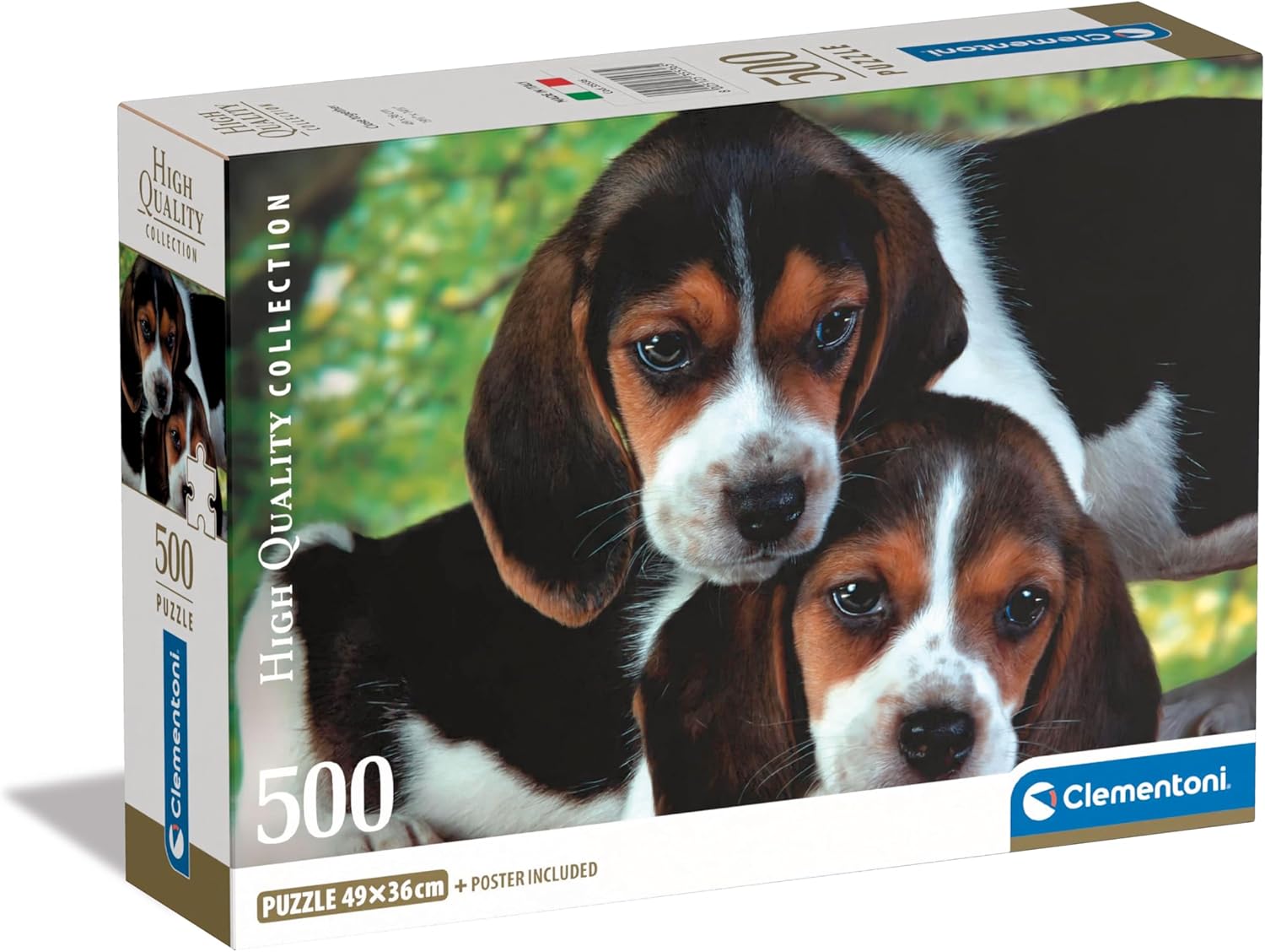 Clementoni 35536 Jigsaw Collection-Close Together 500 Pieces-Poster Included, Puzzle for Adults 14-99 Years, Gift for Men/Women, Animals, Beagle, Made in Italy, Multicolor