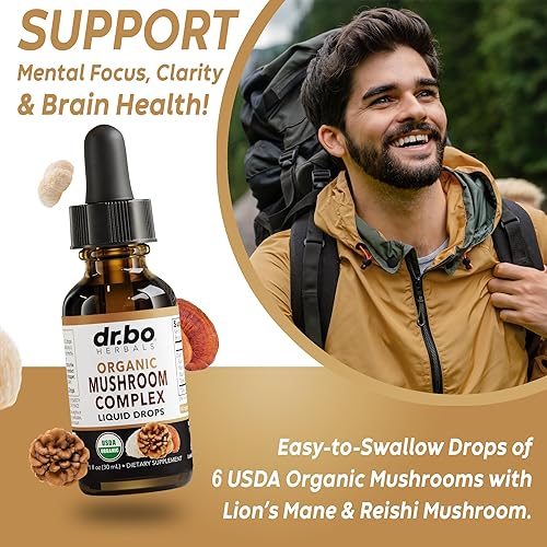 Miniatura 5 de Soporte suprarrenal y gotas líquidas de hongos  Suplemento suprarrenal orgánico y de enfoque, soporte de cortisol, complejo de hongos, hongos melena