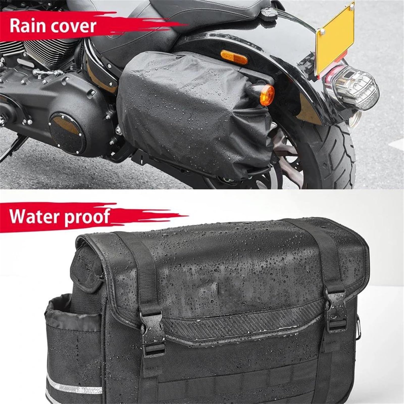 Bolsa Lateral para Casco De Moto Bolsa para Sillín Bolsa Trasera Lateral 13 L, Bolsas Viaje para Montar En Motocicleta Funda para Lluvia, Bolsa para Asiento Trasero para Alforjas
