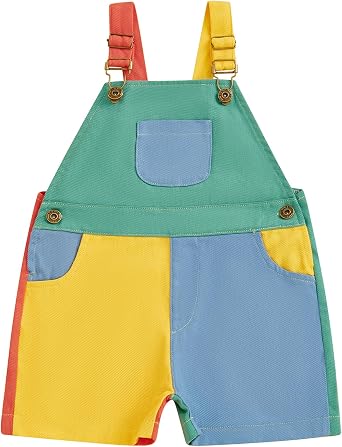Kayotuas Toddler Overall Shorts Boys Girls Sleeveless Jumpsuit Pants Romper | Toddler Overall Shorts Boy Girl Contrast Color Sleeveless Overall Dress Romper Adjustable Bib Jumpsuit Short with Pockets
