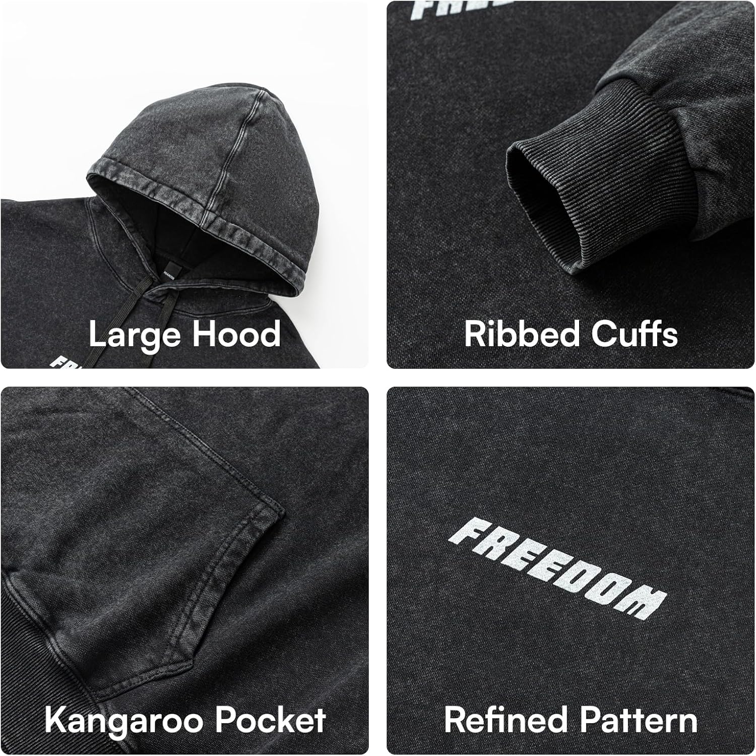 Acid Wash Hoodie Oversized Unisex Hoodies Heavy Weight Vintage Sweatshirt Men Women Pullover Fall Winter Streetwear - Image 5