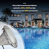 Vista 6 de SH101300 - Luz LED de piscina de 100 pies y 120 V (blanca), bombilla de piscina de 10 pulgadas para piscina enterrada, reemplazo de luz de spa