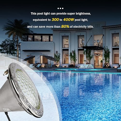 Miniatura 5 de Luz LED de piscina de 12 V de 150 pies, bombilla de piscina que cambia de color de 10 pulgadas para piscina interior, piscina subacuática, luz de