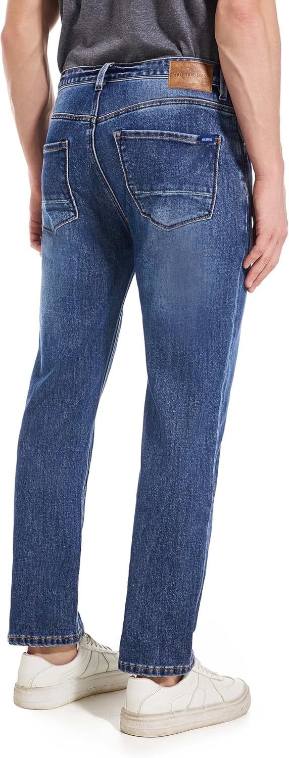 Jeans for Short Men 27" Original Straight Taper Fit Short Length Casual Stretch Denim Pants AT01 - Image 2