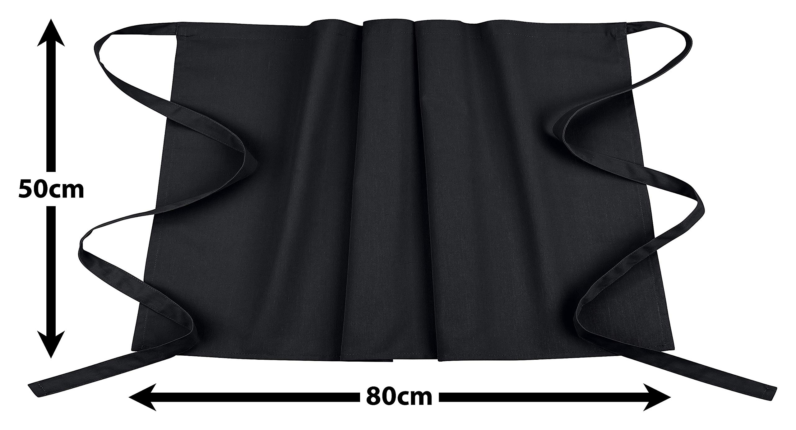 DESERMO 5er Set Premium Schürze 50x80cm (LxB) | Hochwertige Kochschürze-Damen-Herren aus Baumwollmischung | Bequeme Kellnerschürze schützt beim Kochen, Backen | Stoffgewicht 220g/m² (Schwarz)