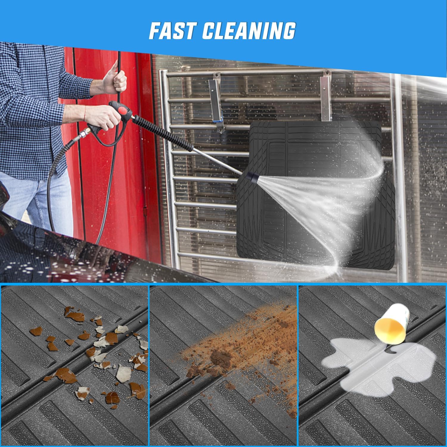 Nilight Rubber Cargo Mats for Cars Trucks SUVs,Universal Trim to fit for Most Vehicles,All Weather Protection Heavy Duty Cargo Liners - Image 6