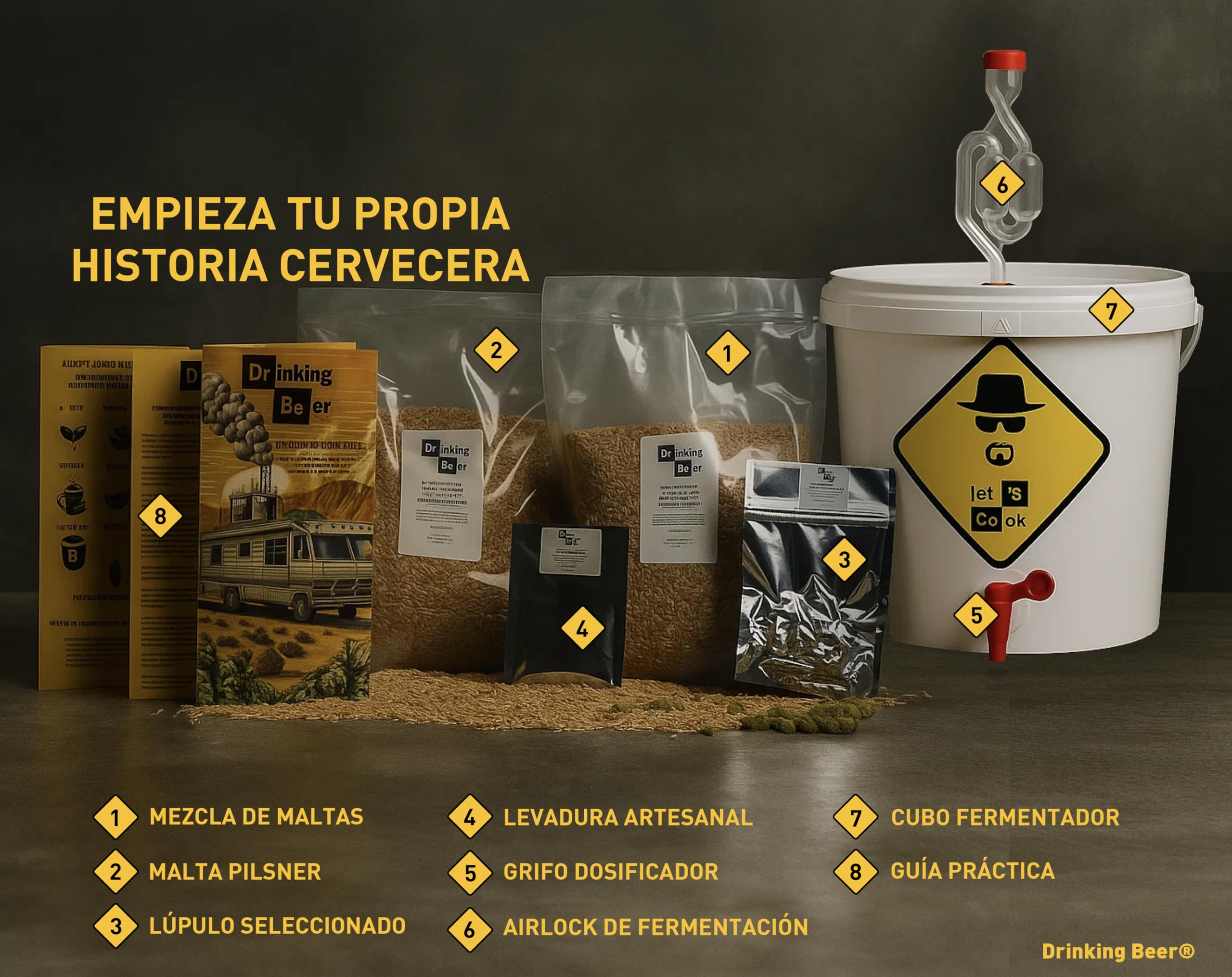 Kit de Cerveza Artesanal para Hacer en Casa – Experiencia de Elaboración de Cerveza – Barril de 5 Litros – Idea de Regalo para Amantes de la Cerveza (Experiencia Completa – Elaboración paso a paso)