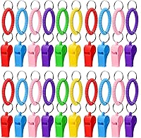 Hedume 30 Pack Loud Sports Whistles with Wrist Bracelets, 6 Colors Plastic Whistles for Coaches, Referees, Parties & Training