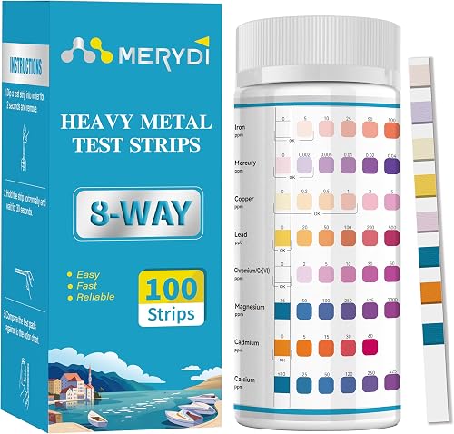 Heavy Metals Water Test Strips (8 Tests) - 100ct Home Water Testing Kit