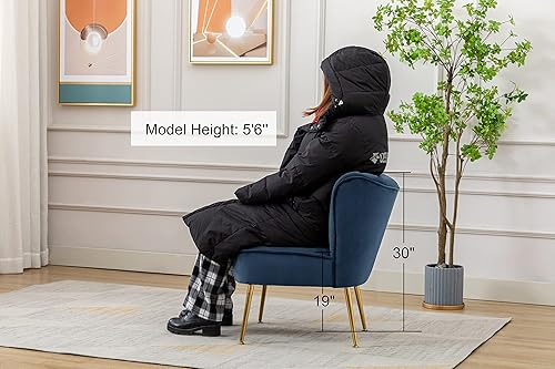 Miniatura 50 de CIMOTA Juego de 2 sillas decorativas de terciopelo, modernas, sin brazos, con respaldo alado, sofá individual, silla de esquina cómoda con patas