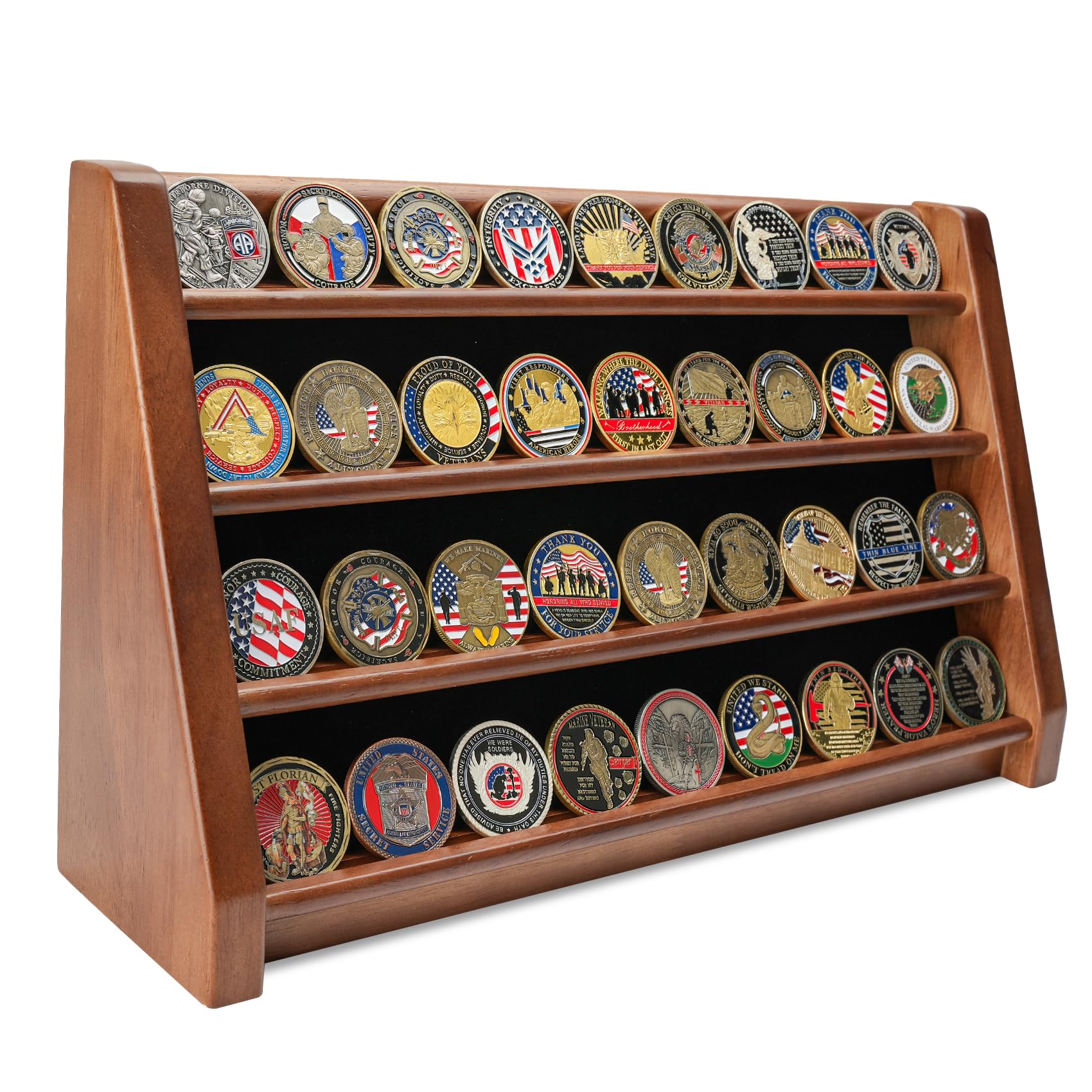Amazon.com: DecoWoodo Challenge Coin Display Case, 4 Row Solid Wood ...