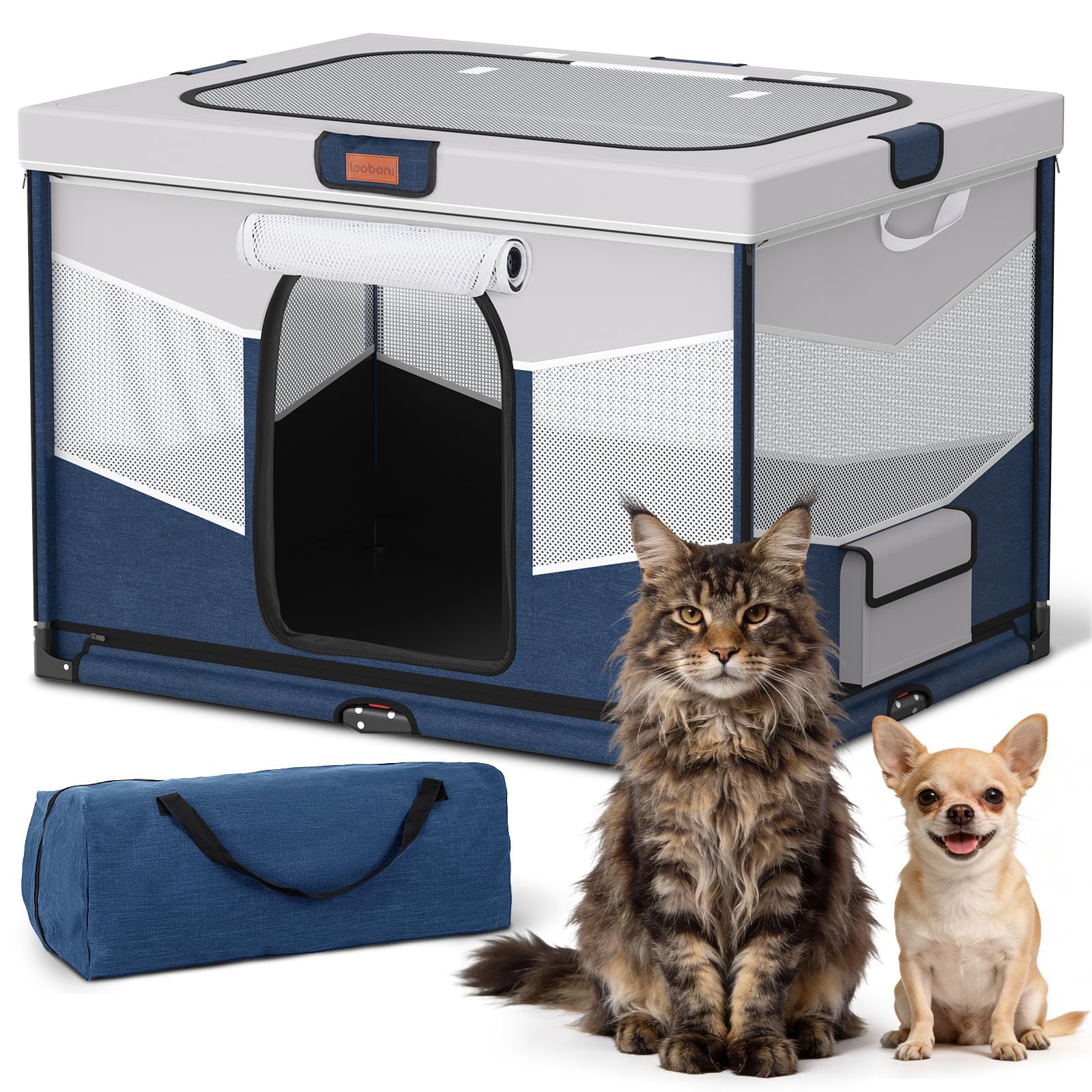 Photo 1 of LOOBANI Foldable Dog Playpen for Small Dogs–Sturdy Puppy Playpen Indoor Outdoor with Full-Zip Washable Fabric Enclosure, 690D Waterproof Oxford Fabric, Portable Pet Crate with Carry Bag,32''x24''x22''