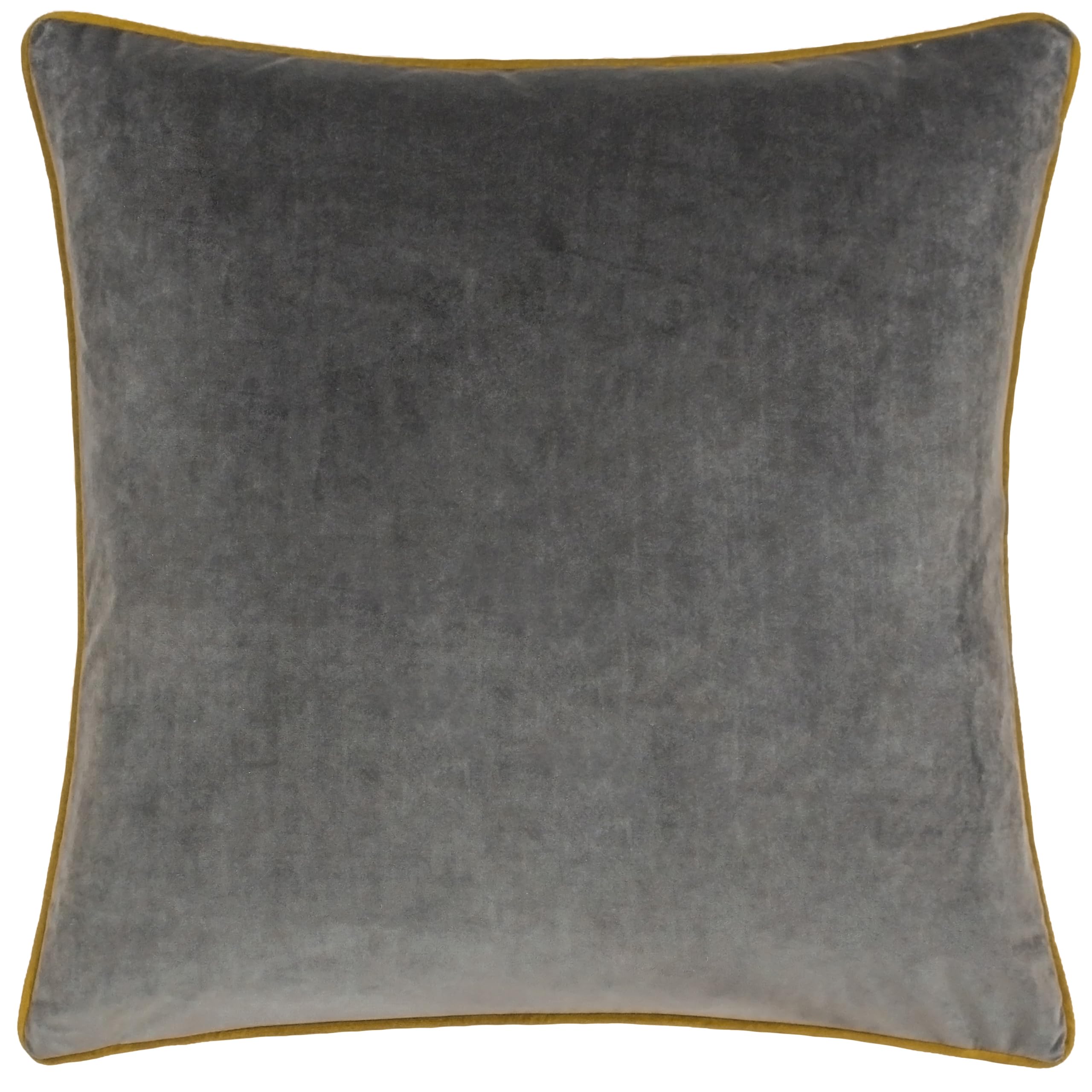 furn. Meridian Cushion Cover – Luxury Contrast Piped Velvet Decorative Case (Charcoal/Moss - 45x45cm)