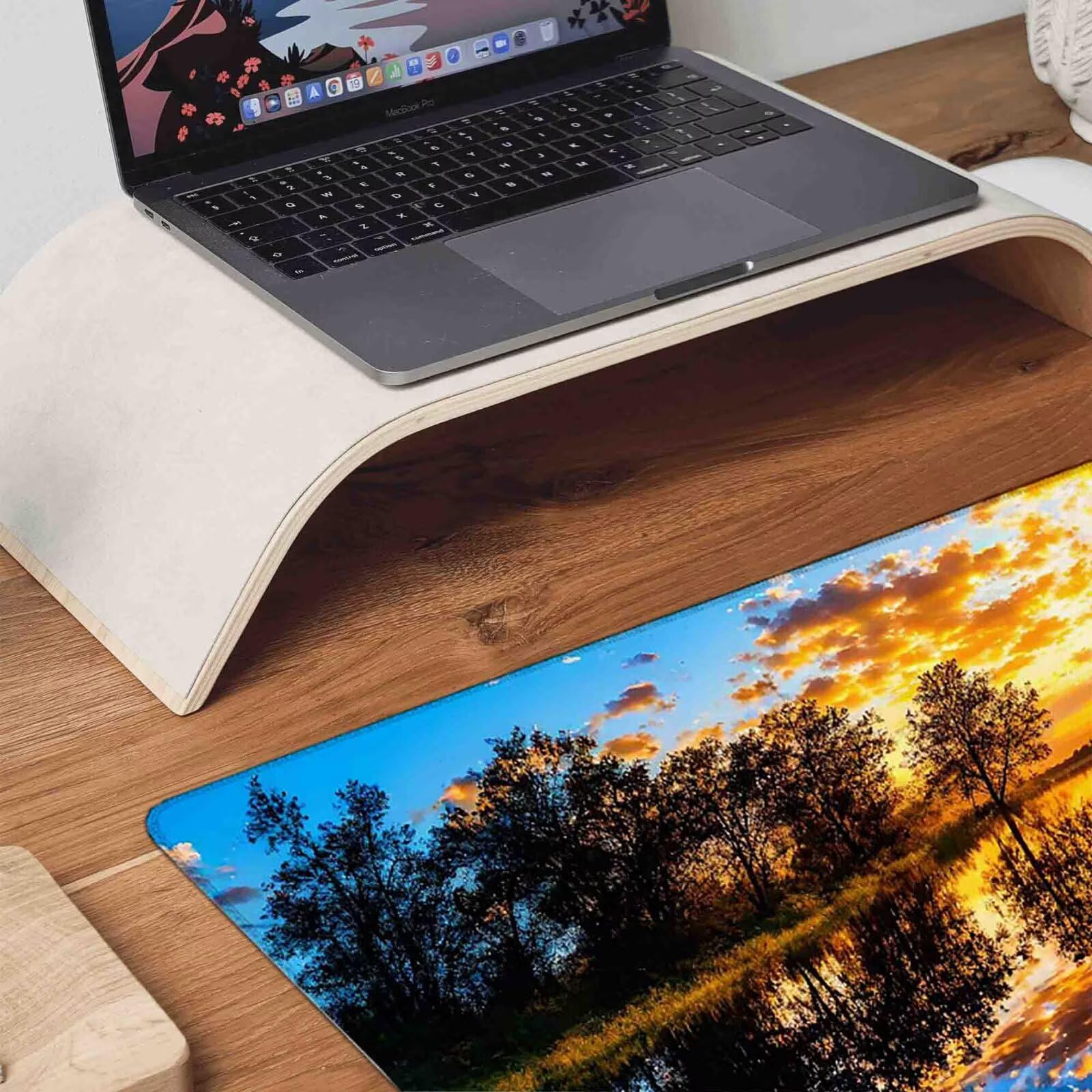 Tappetino Mouse Giallo Mousepad Paesaggio Tappetino Mouse XXL 1200 x 600mm Sottomano Scrivania Grande con Base in Gomma Antiscivolo Accessori Gaming, Migliora Precisione e Velocità per Laptop r8541