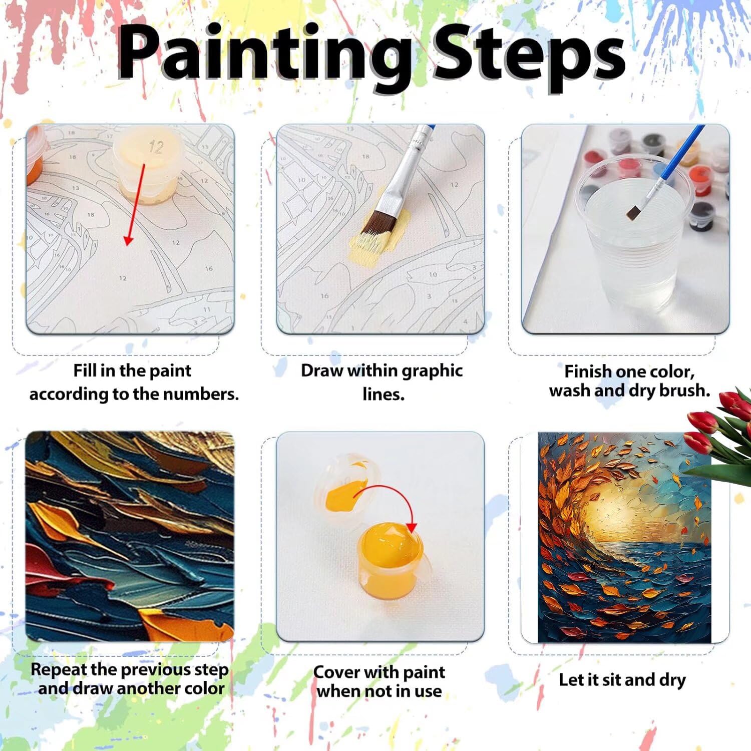 Pintar por Numeros Adultos pintar por numeros niños manualidades niños 10 años, DIY Pintar por Números de Pincel y Pintura acrílica Decoraciones para el Hogar Manualidades, sin Marco 60x80cm C-54