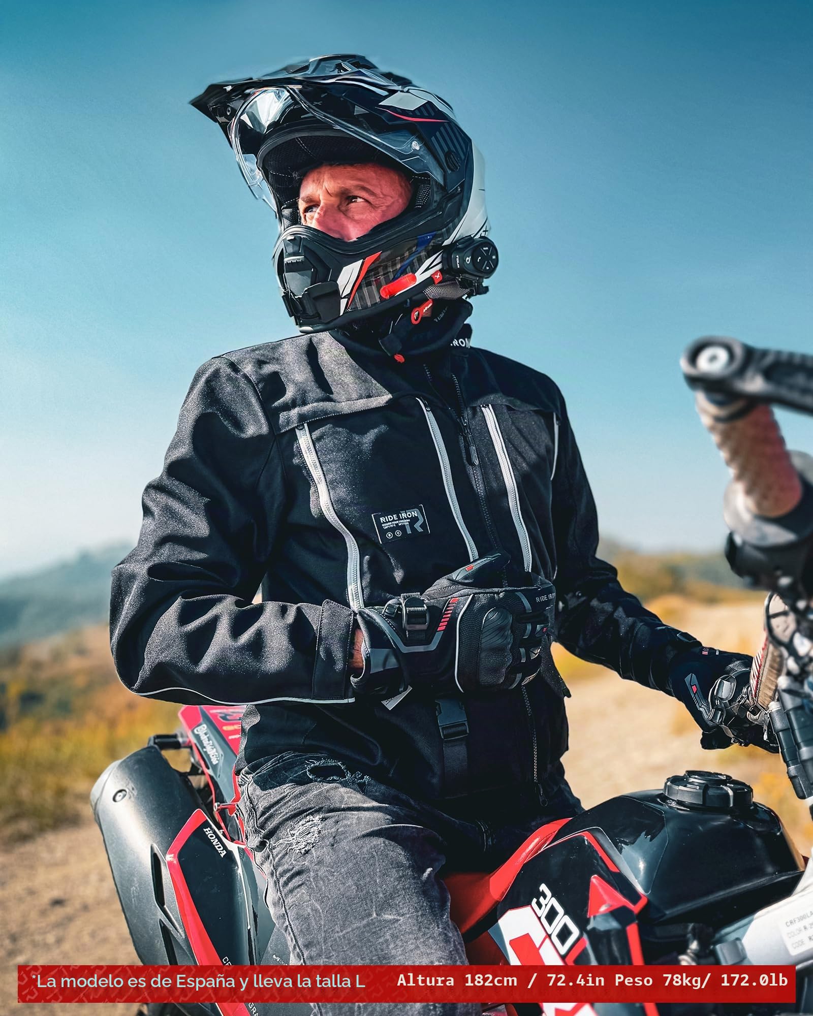 RIDEIRON Chaqueta de motorista para hombre, tejido de malla transpirable para todas las estaciones, con almohadillas para hombros y codos, forro interior extraíble, protector de motocicleta resistente