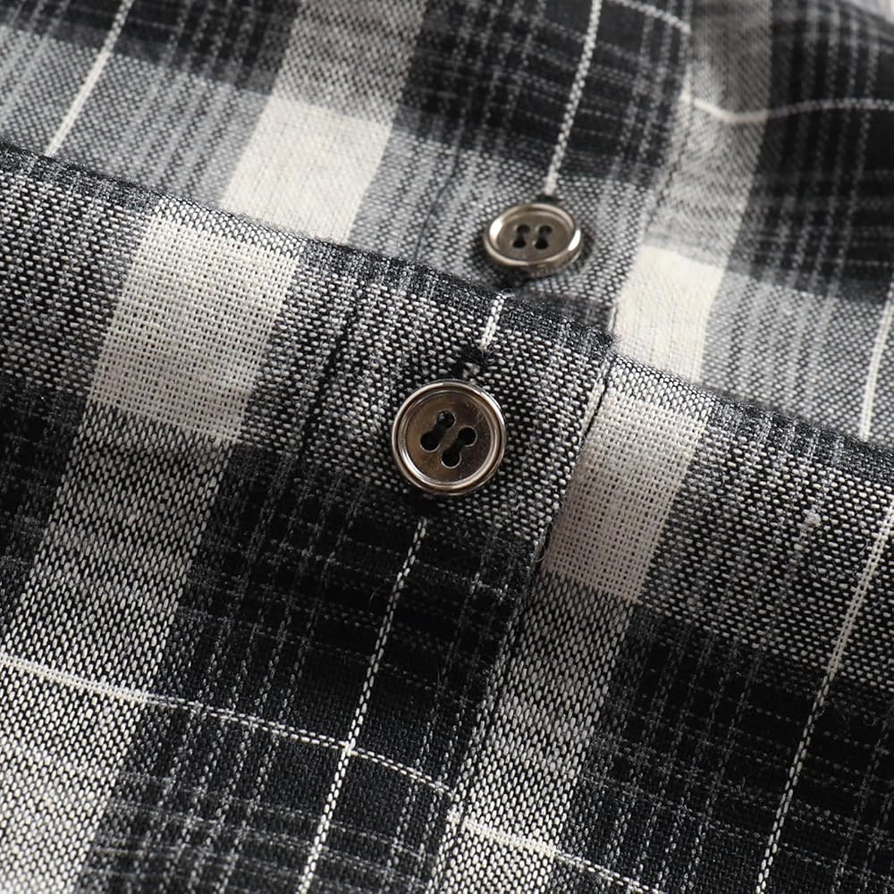 Women's Black and White Checkered Long Sleeved Shirt Loose