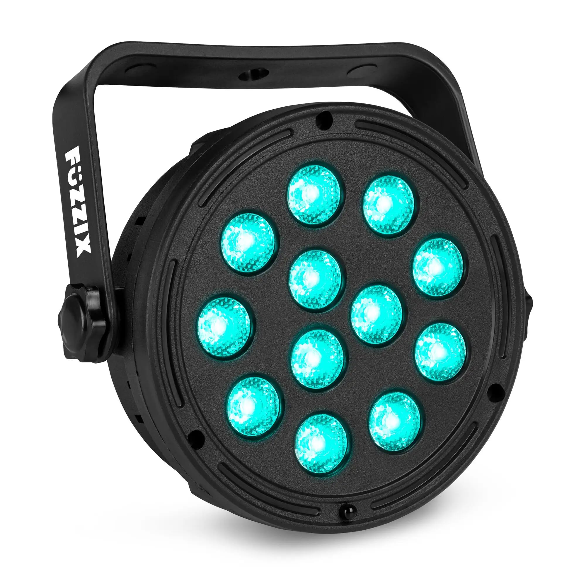 Fuzzix Comet M12 - Set 4 focos LED RGB Party Par con mando a distancia, programas automáticos, carcasa resistente, montaje fácil, ideal fiestas, eventos, bares, habitaciones y fiestas en el jardín