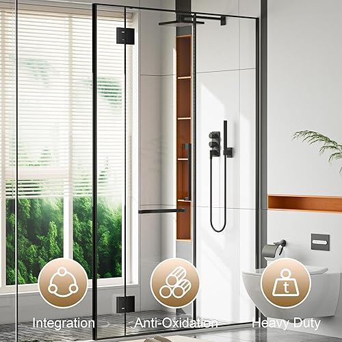 Miniatura 5 de Alise Bisagras de puerta de ducha de vidrio, bisagras de puerta de ducha de 180 grados para puertas de vidrio, bisagras de gabinete de acero