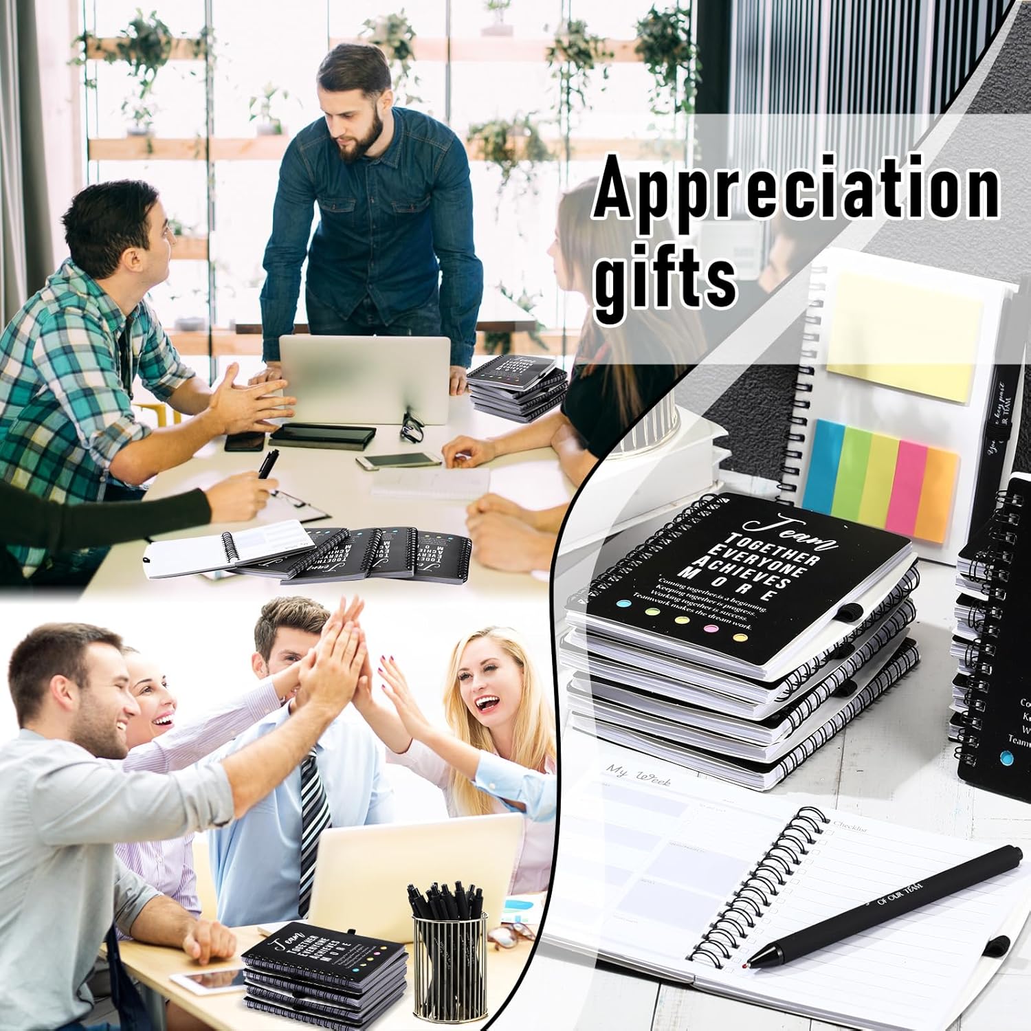 48 Pcs/24 Set Valentines Employee Appreciation Gift for Coworkers Staff Teacher Positive A6 Spiral Journal Notebook with Pen Office for Team Group(Black,Team Together) - Image 6