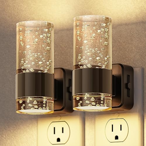 Miniatura 33 de Briignite Luces nocturnas enchufables a la pared, moderna luz nocturna LED enchufable, sensor de atardecer a amanecer, blanco suave 3000K, brillo