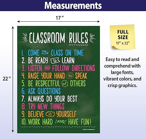 Miniatura 4 de ZOCO - Póster de reglas del aula, laminado, 17 x 22 pulgadas, póster de reglas de clase para escuela secundaria, póster de expectativas de aula,