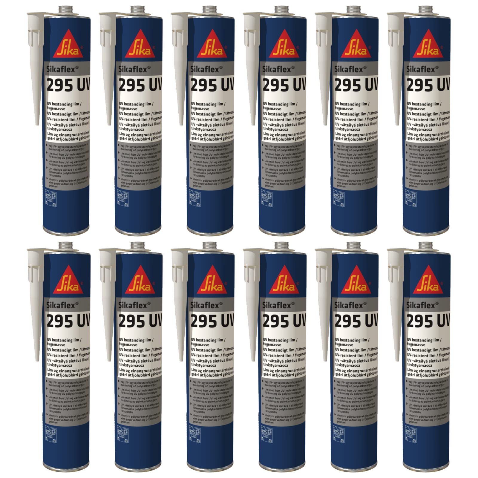 Sika flex 295 UV Marine klej i uszczelniacz szkło z tworzywa sztucznego, odporne na działanie promieni UV, do budowy łodzi, budowy statków, 300 ml wkład (12, czarny)